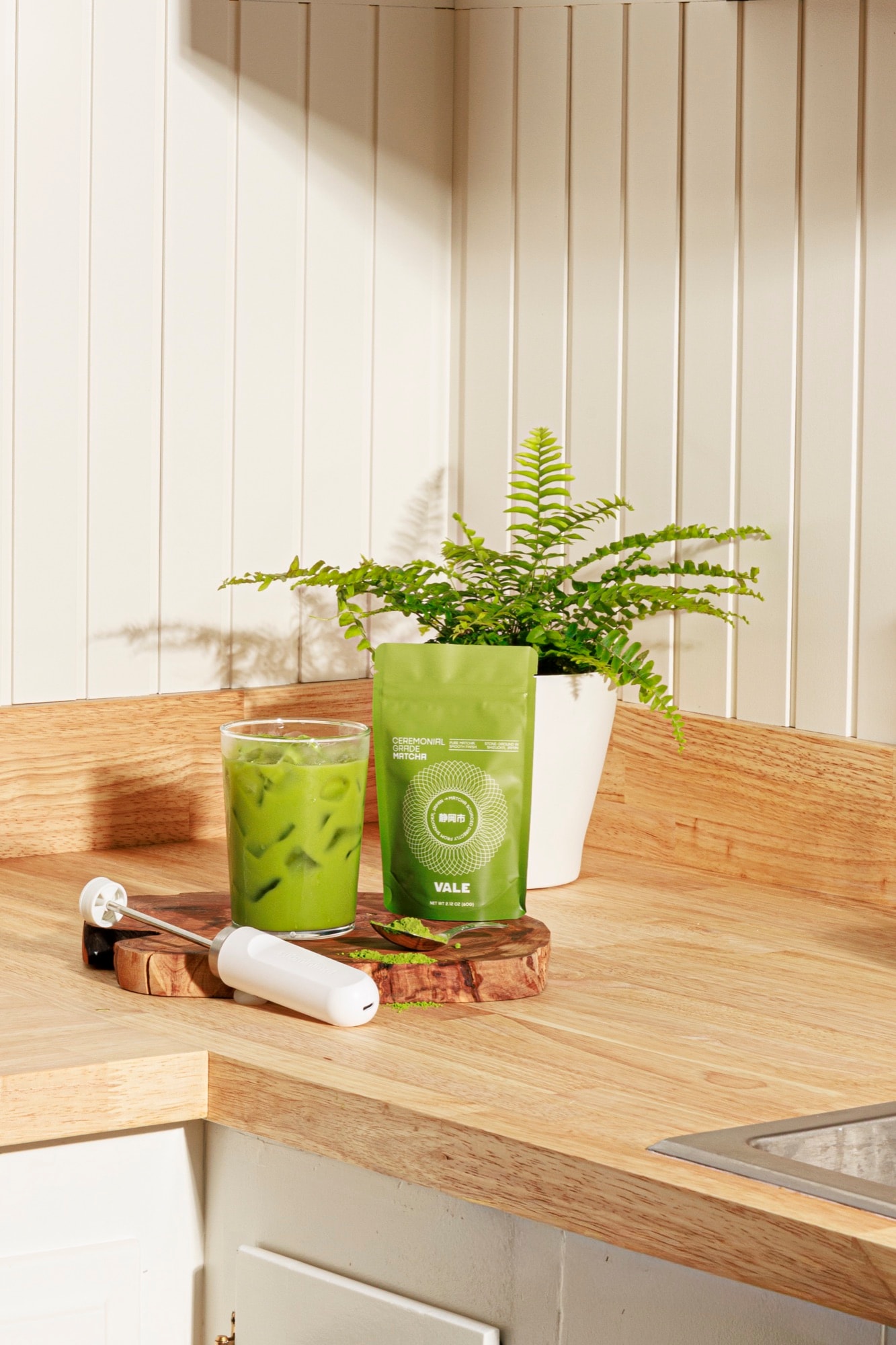 60g - Ceremonial matcha pouch front frother